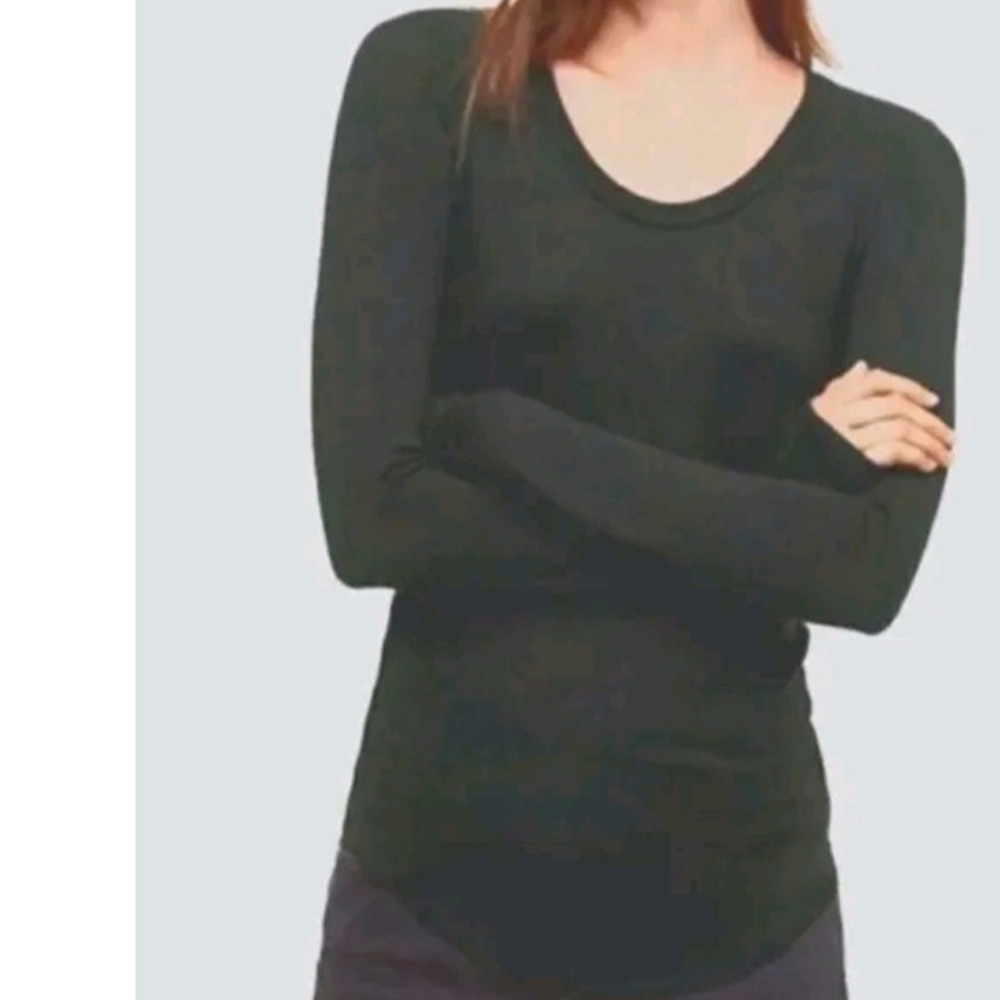 Wilfred Free Aritzia Black Scoop Neck Long Sleeve Top Medium Minimalist - Picture 2 of 8